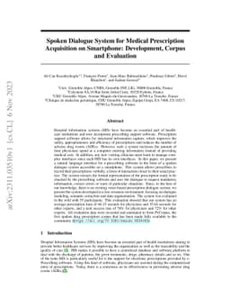 Spoken Dialogue System for Medical Prescription Acquisition on
  Smartphone: Development, Corpus and Evaluation