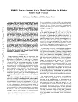 TWIST: Teacher-Student World Model Distillation for Efficient
  Sim-to-Real Transfer