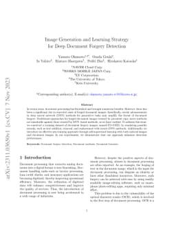 Image Generation and Learning Strategy for Deep Document Forgery
  Detection