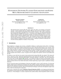 Hypothesis Network Planned Exploration for Rapid Meta-Reinforcement
  Learning Adaptation