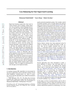 Loss Balancing for Fair Supervised Learning
