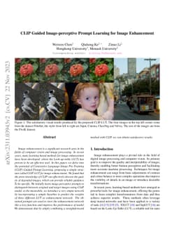 CLIP Guided Image-perceptive Prompt Learning for Image Enhancement