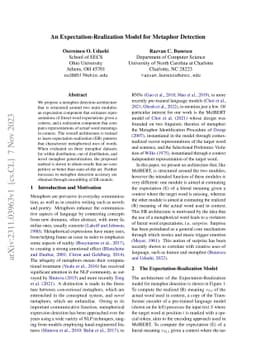 An Expectation-Realization Model for Metaphor Detection