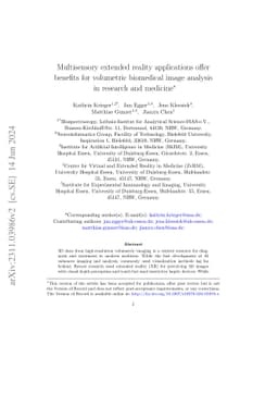 Multisensory extended reality applications offer benefits for volumetric
  biomedical image analysis in research and medicine
