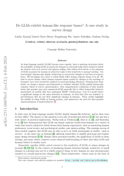 Do LLMs exhibit human-like response biases? A case study in survey
  design