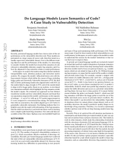 Do Language Models Learn Semantics of Code? A Case Study in
  Vulnerability Detection