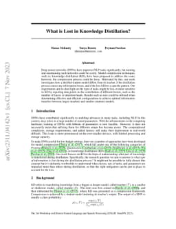 What is Lost in Knowledge Distillation?
