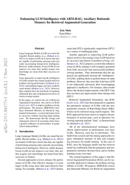 Enhancing LLM Intelligence with ARM-RAG: Auxiliary Rationale Memory for
  Retrieval Augmented Generation