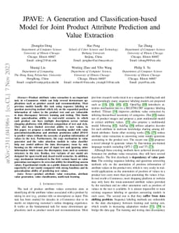 JPAVE: A Generation and Classification-based Model for Joint Product
  Attribute Prediction and Value Extraction