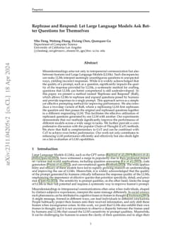 Rephrase and Respond: Let Large Language Models Ask Better Questions for
  Themselves
