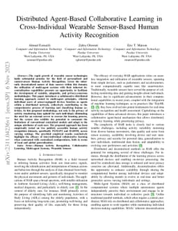 Distributed Agent-Based Collaborative Learning in Cross-Individual
  Wearable Sensor-Based Human Activity Recognition