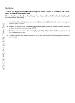 Analysis and Applications of Deep Learning with Finite Samples in Full
  Life-Cycle Intelligence of Nuclear Power Generation