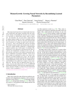 MixtureGrowth: Growing Neural Networks by Recombining Learned Parameters