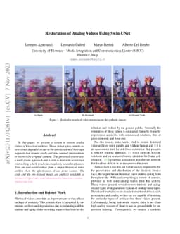 Restoration of Analog Videos Using Swin-UNet