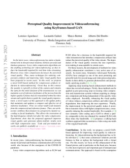Perceptual Quality Improvement in Videoconferencing using
  Keyframes-based GAN