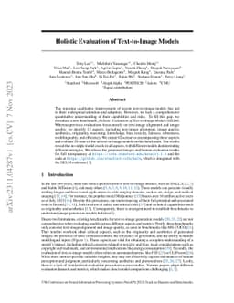 Holistic Evaluation of Text-To-Image Models