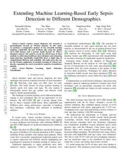 Extending Machine Learning-Based Early Sepsis Detection to Different
  Demographics