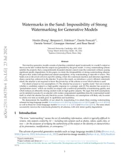 Watermarks in the Sand: Impossibility of Strong Watermarking for
  Generative Models