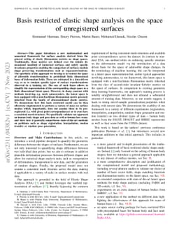 Basis restricted elastic shape analysis on the space of unregistered
  surfaces