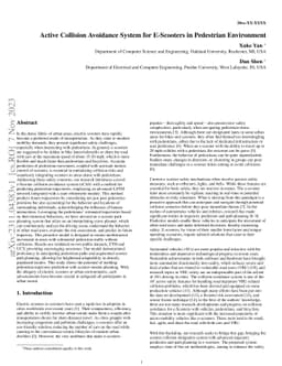 Active Collision Avoidance System for E-Scooters in Pedestrian
  Environment