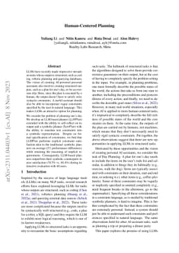 Human-Centered Planning
