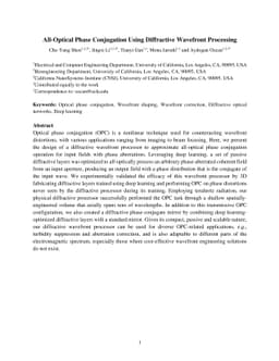 All-Optical Phase Conjugation Using Diffractive Wavefront Processing