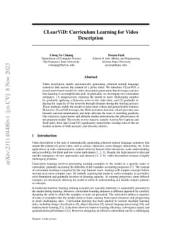 CLearViD: Curriculum Learning for Video Description