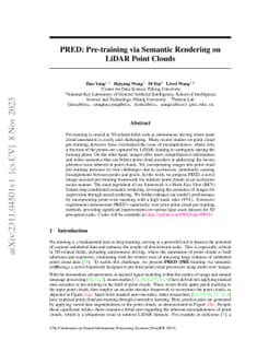 PRED: Pre-training via Semantic Rendering on LiDAR Point Clouds