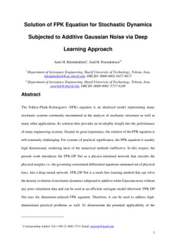 Solution of FPK Equation for Stochastic Dynamics Subjected to Additive
  Gaussian Noise via Deep Learning Approach