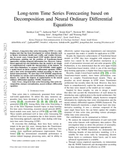 Long-term Time Series Forecasting based on Decomposition and Neural
  Ordinary Differential Equations