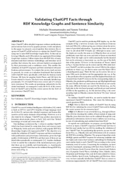Validating ChatGPT Facts through RDF Knowledge Graphs and Sentence
  Similarity