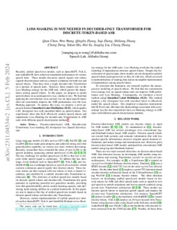 Loss Masking Is Not Needed in Decoder-only Transformer for
  Discrete-token-based ASR