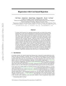 Regression with Cost-based Rejection