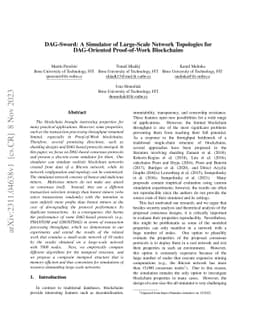 DAG-Sword: A Simulator of Large-Scale Network Topologies for
  DAG-Oriented Proof-of-Work Blockchains
