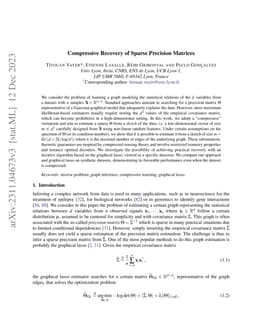 Compressive Recovery of Sparse Precision Matrices
