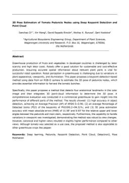 3D Pose Estimation of Tomato Peduncle Nodes using Deep Keypoint
  Detection and Point Cloud