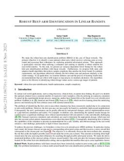 Robust Best-arm Identification in Linear Bandits