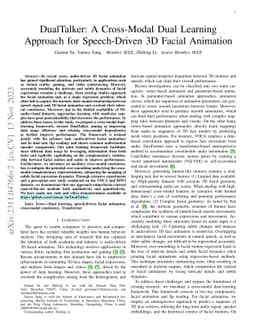 DualTalker: A Cross-Modal Dual Learning Approach for Speech-Driven 3D
  Facial Animation
