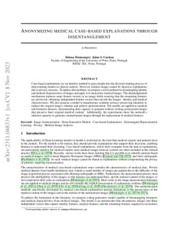 Anonymizing medical case-based explanations through disentanglement