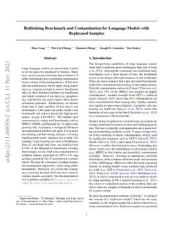 Rethinking Benchmark and Contamination for Language Models with
  Rephrased Samples