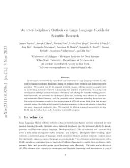 An Interdisciplinary Outlook on Large Language Models for Scientific
  Research