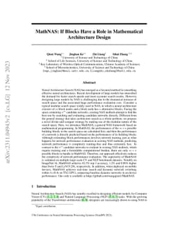 MathNAS: If Blocks Have a Role in Mathematical Architecture Design