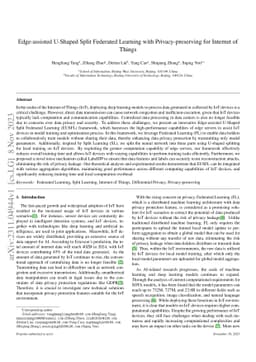 Edge-assisted U-Shaped Split Federated Learning with Privacy-preserving
  for Internet of Things