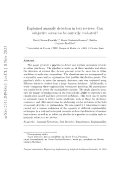 Explained anomaly detection in text reviews: Can subjective scenarios be
  correctly evaluated?