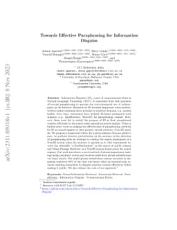Towards Effective Paraphrasing for Information Disguise