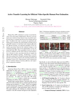 Active Transfer Learning for Efficient Video-Specific Human Pose
  Estimation