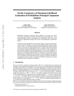 On the Consistency of Maximum Likelihood Estimation of Probabilistic
  Principal Component Analysis