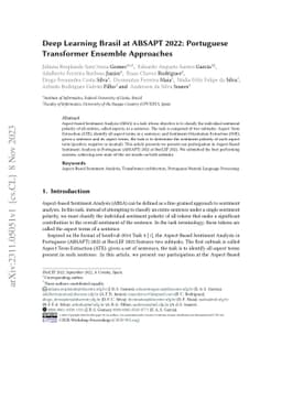 Deep Learning Brasil at ABSAPT 2022: Portuguese Transformer Ensemble
  Approaches
