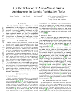 On the Behavior of Audio-Visual Fusion Architectures in Identity
  Verification Tasks