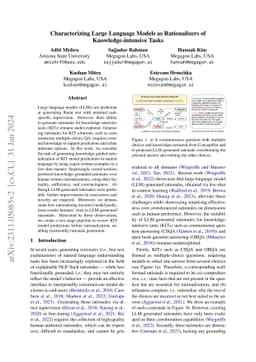 Characterizing Large Language Models as Rationalizers of
  Knowledge-intensive Tasks